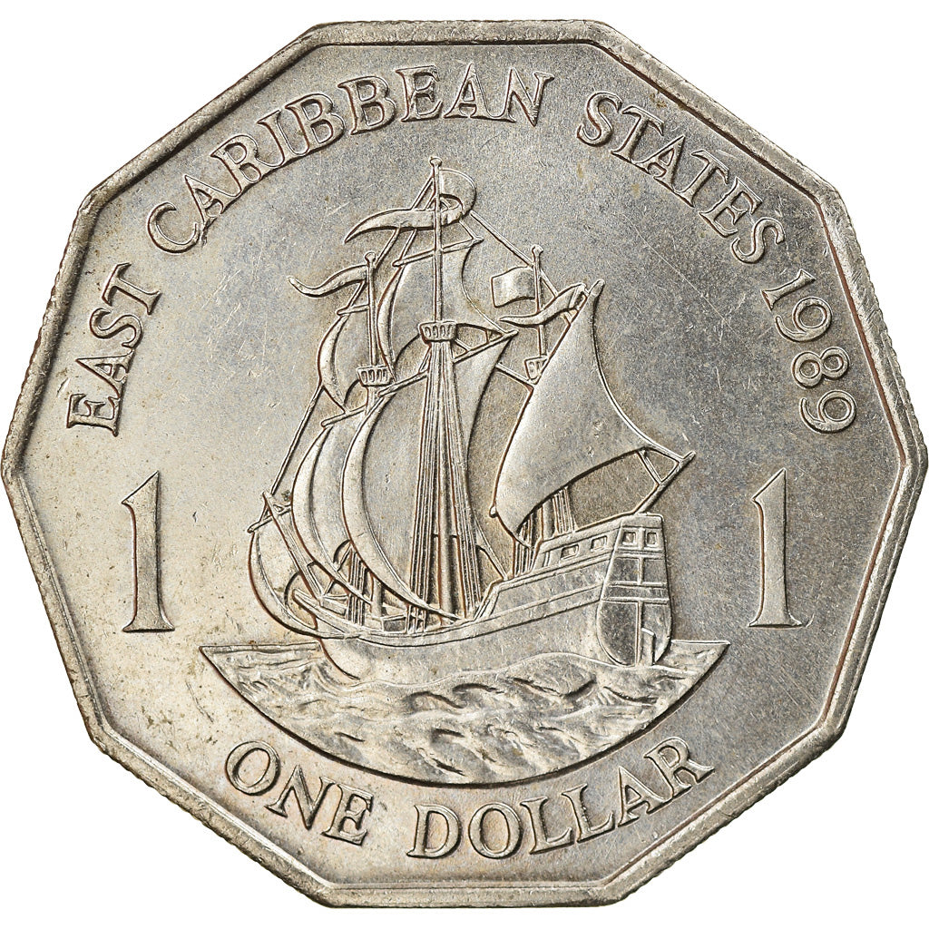 Coin, East Caribbean States, Elizabeth II, Dollar, 1989, AU(50-53)