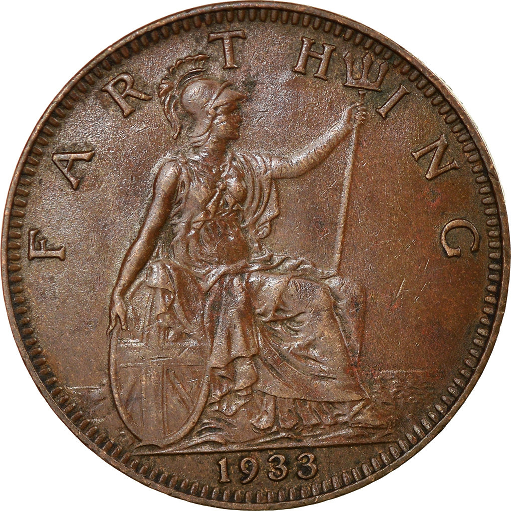 Coin, Great Britain, George V, Farthing, 1933, AU(55-58), Bronze, KM:825