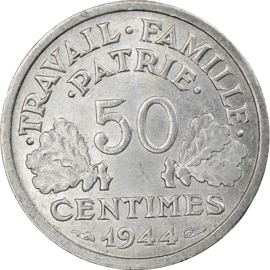 Monnaie, France, Bazor, 50 Centimes, 1944, Beaumont - Le Roger, SUP, Aluminium
