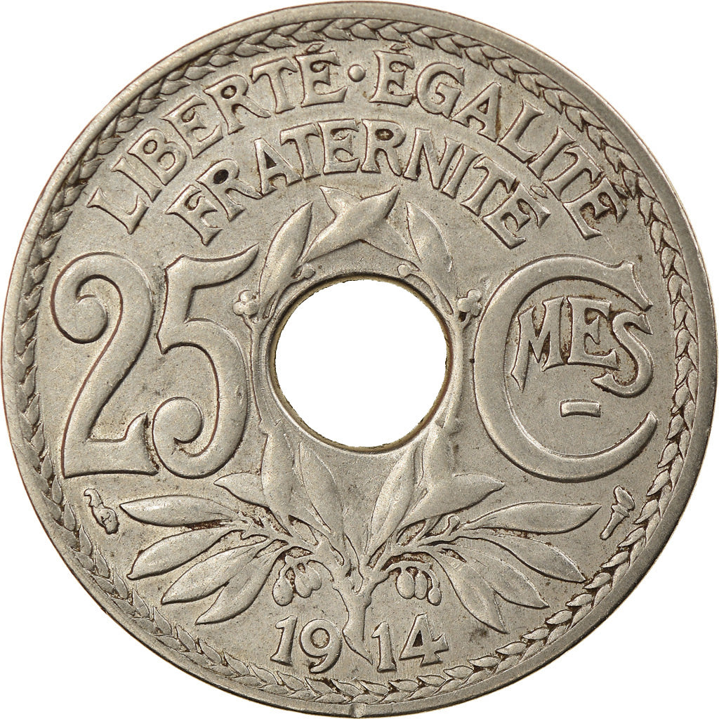 Coin, France, Lindauer, 25 Centimes, 1914, AU(55-58), Nickel, KM:867