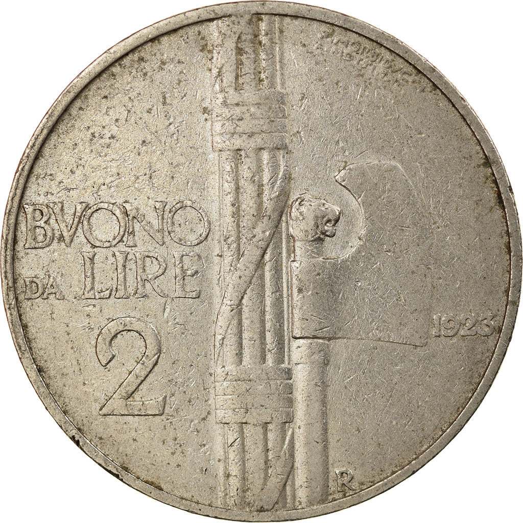 Moeda, Itália, Vittorio Emanuele III, 2 Lire, 1923, Rome, VF(20-25), Níquel