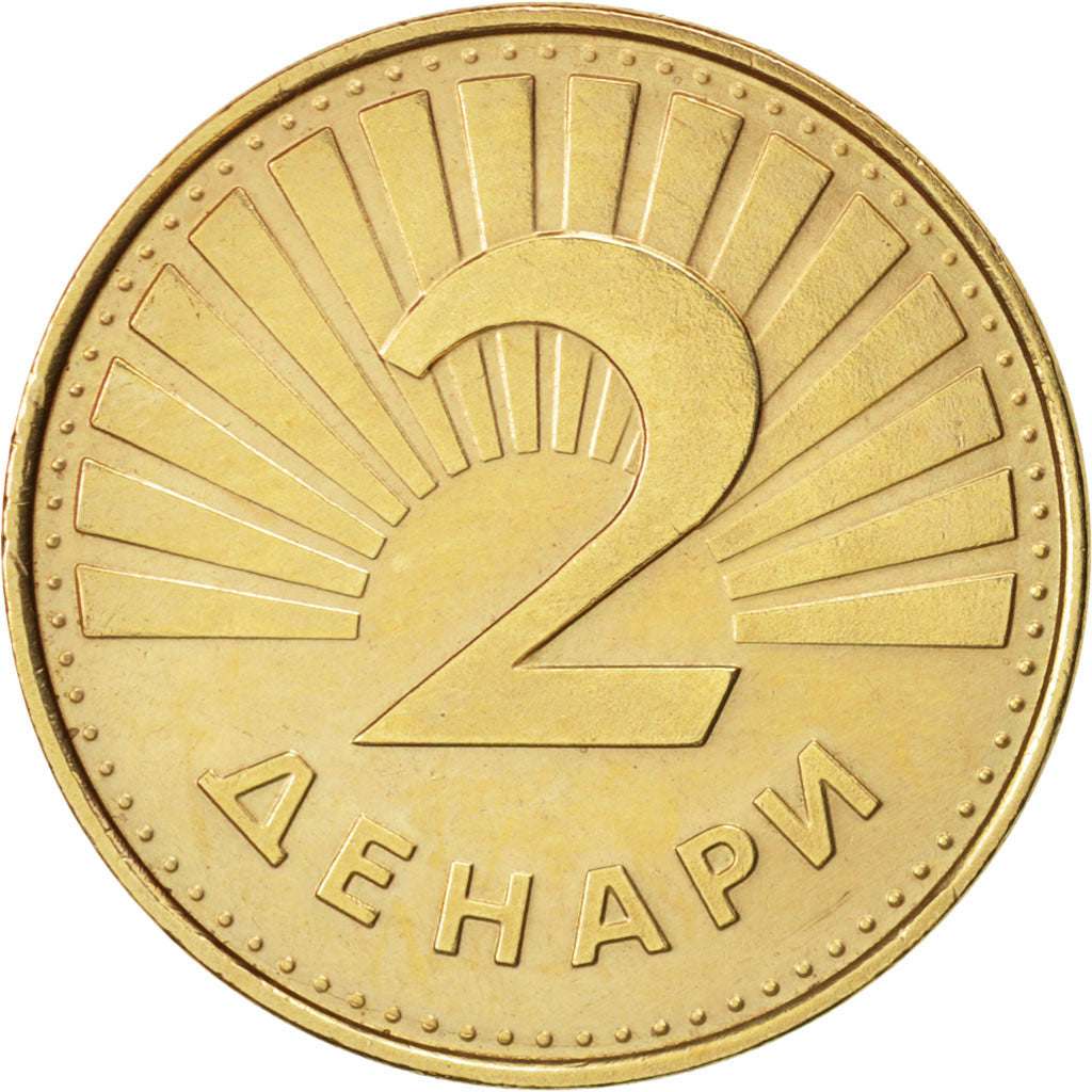 Mazedonien, 2 Denari, 1993, VZ, Brass, KM:3