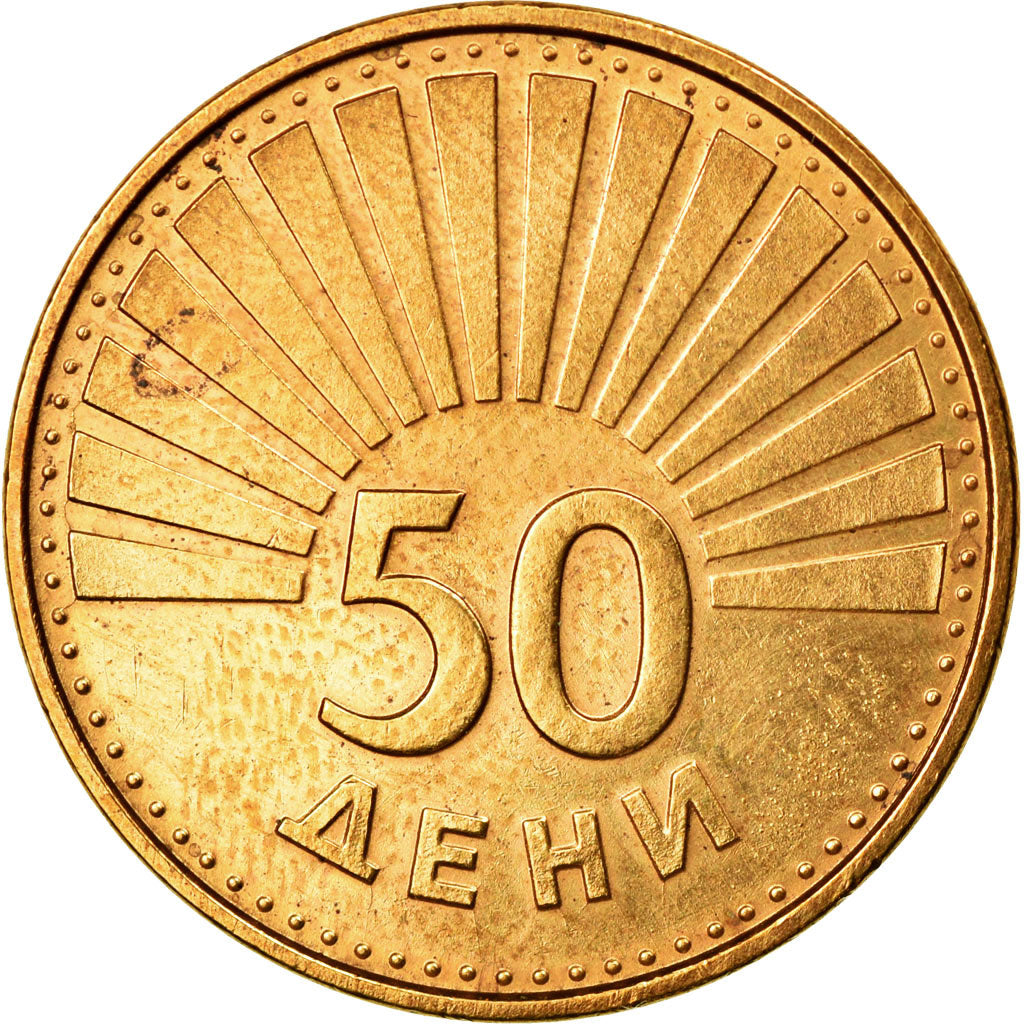 Münze, Mazedonien, 50 Deni, 1993, VZ, Messing, KM:1