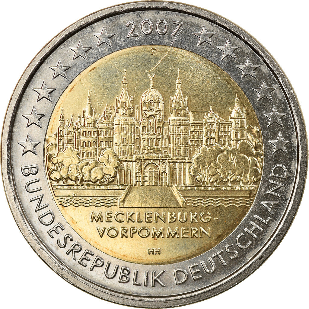 GERMANIA - REPUBBLICA FEDERALE, 2 Euro, Mecklembourg, 2007, Stuttgart, BB+
