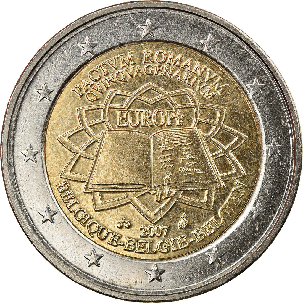België, 2 Euro, Traité de Rome 50 ans, 2007, Brussels, ZF+, Bi-Metallic