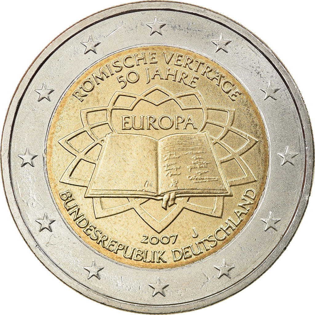 Germany, 2 Euro, Traité de Rome 50 ans, 2007, Hambourg, MS(63), Bi-Metallic