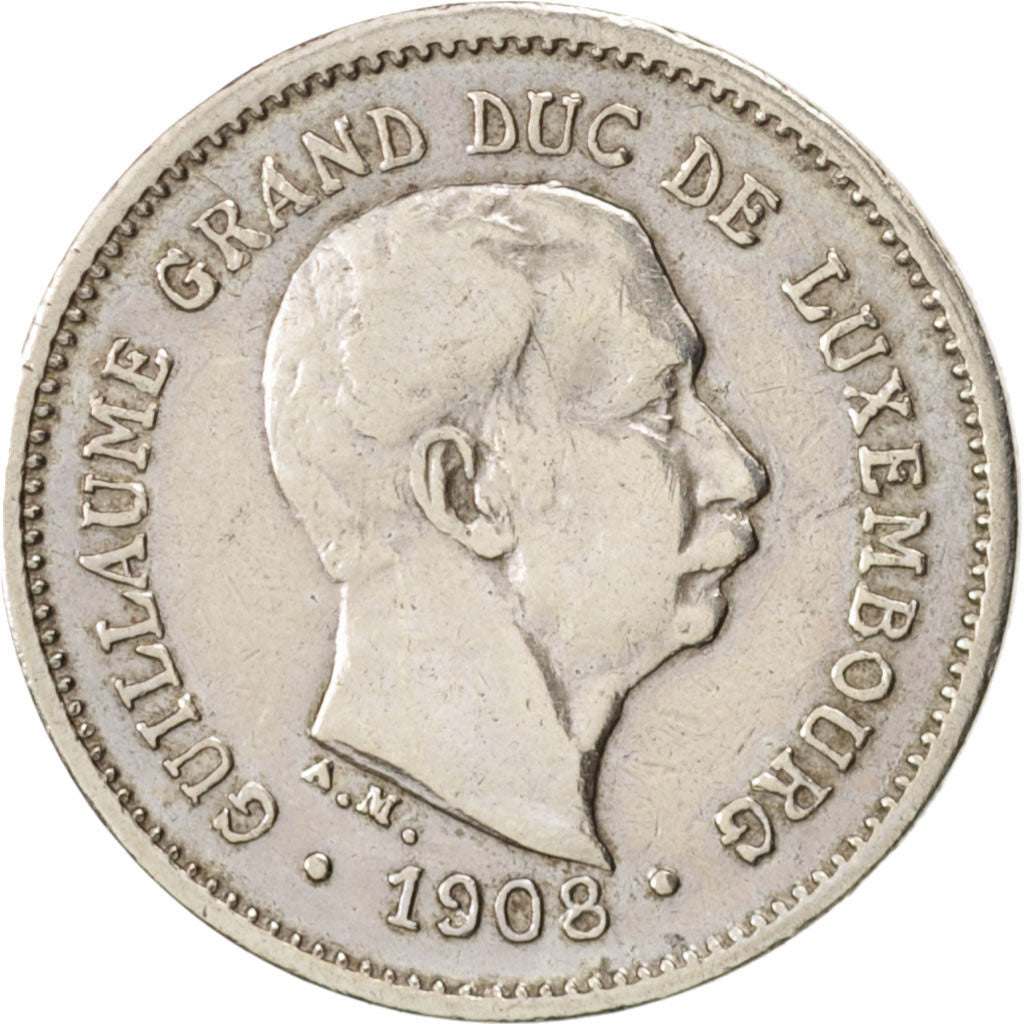 Luxembourg, William IV, 5 Centimes, 1908, AU(50-53), Copper-nickel, KM:26
