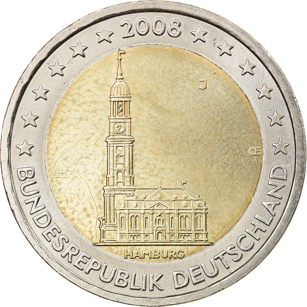 Bundesrepublik Deutschland, 2 Euro, 2008, Hambourg, VZ, Bi-Metallic, KM:261