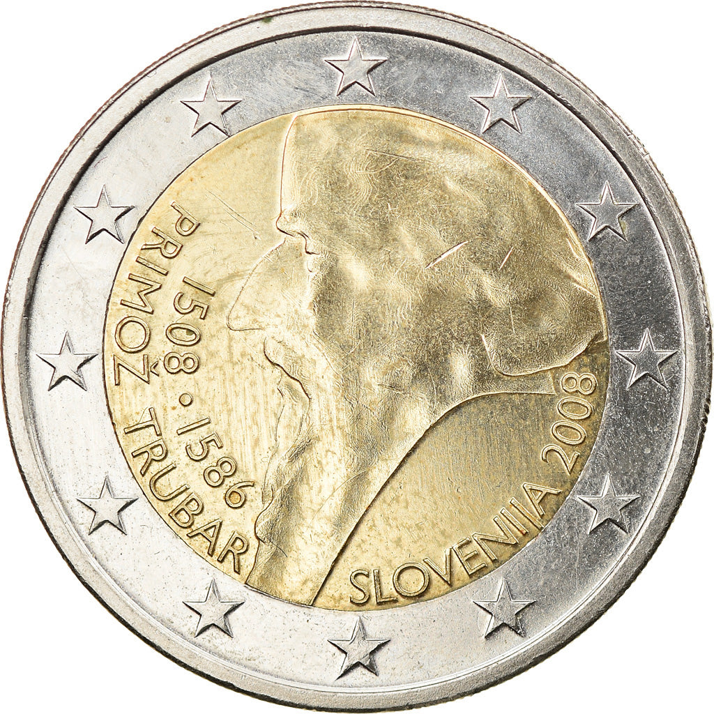 Slovenia, 2 Euro, Primoz Trubar, 2008, SPL, Bi-metallico