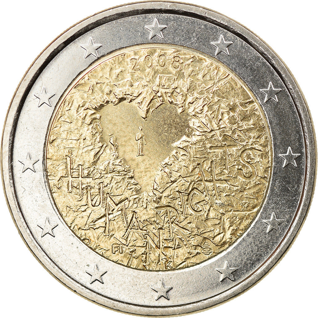 Finlandia, 2 Euro, Human Rights, 2008, Vantaa, SPL, Bi-metallico, KM:143