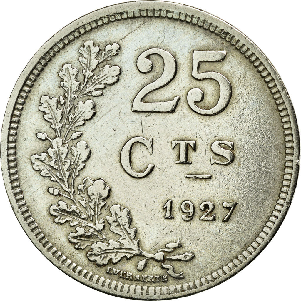 Coin, Luxembourg, Charlotte, 25 Centimes, 1927, AU(50-53), Copper-nickel, KM:37