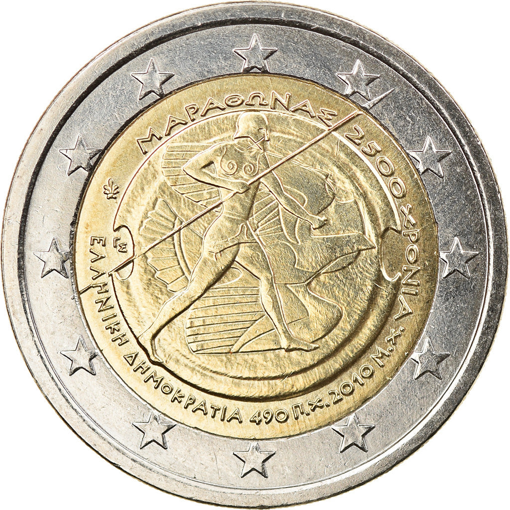 Greece, 2 Euro, Marathon, 2010, Athens, MS(63), Bi-Metallic, KM:236
