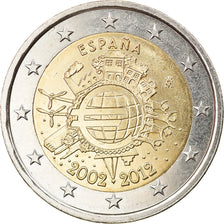 Spain, 2 Euro, 10 years euro, 2012, Madrid, AU(50-53), Bi-Metallic, KM:1252