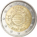 Spain, 2 Euro, 10 years euro, 2012, Madrid, AU(50-53), Bi-Metallic, KM:1252