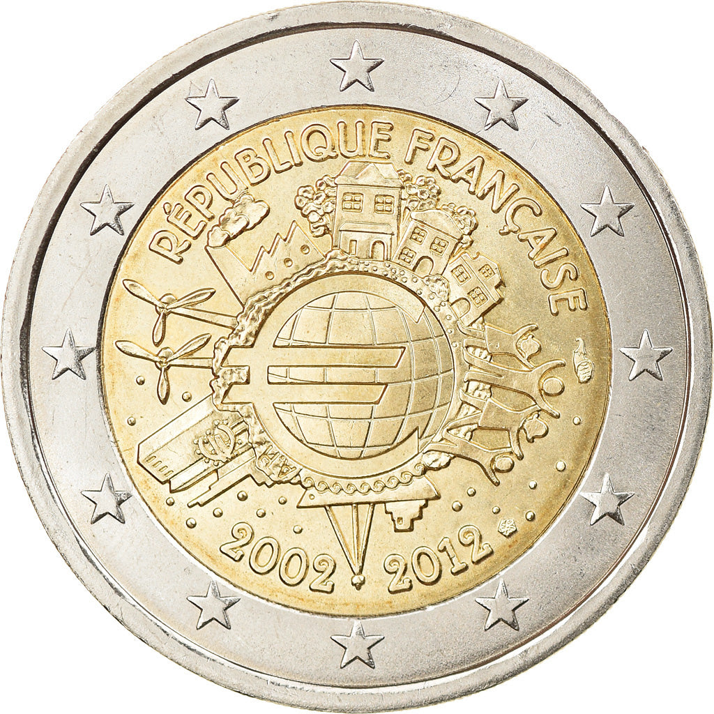 Frankrijk, 2 Euro, 10 Jahre Euro, 2012, Paris, UNC-, Bi-Metallic, KM:1846