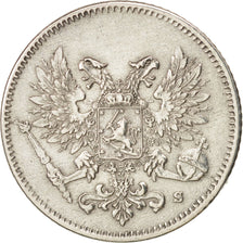 Finland, Nicholas II, 25 Penniä, 1917, AU(55-58), Silver, KM:6.2