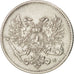 Finland, Nicholas II, 25 Penniä, 1917, AU(55-58), Silver, KM:6.2