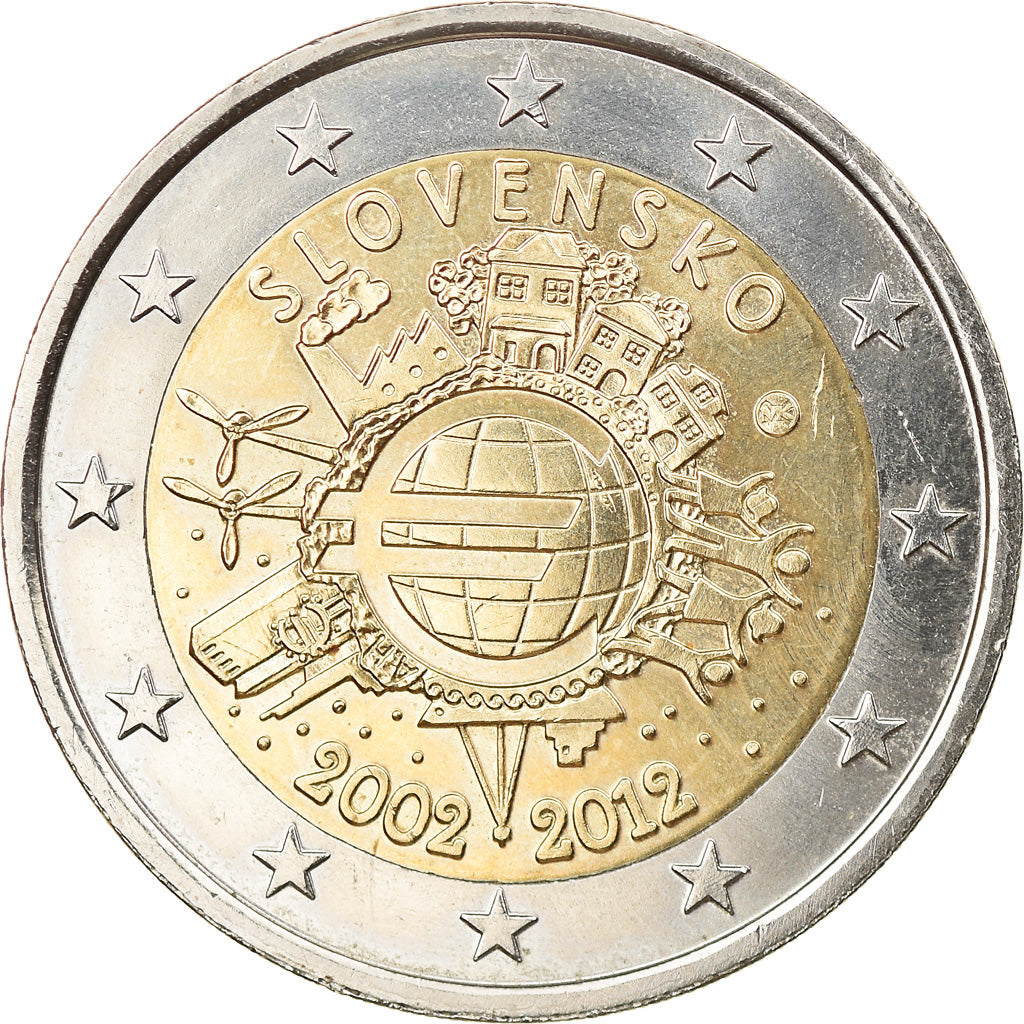 Slovaquie, 2 Euro, 10 ans de l'Euro, 2012, Kremnica, SPL, Bi-Metallic, KM:120