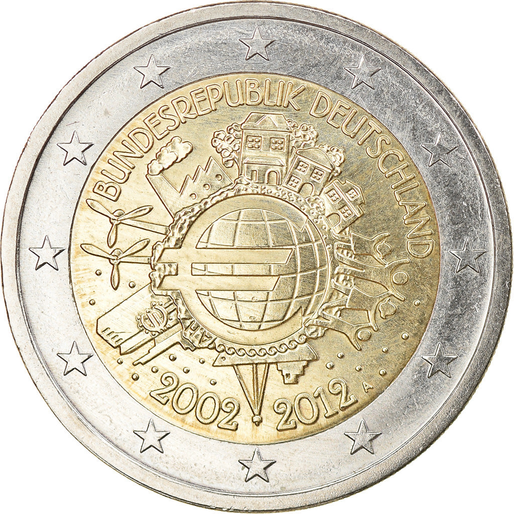 GERMANY - FEDERAL REPUBLIC, 2 Euro, 10 years euro, 2012, Berlin, MS(63)