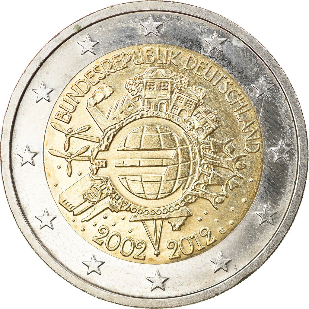 Bundesrepublik Deutschland, 2 Euro, 10 ans de l'Euro, 2012, Karlsruhe, UNZ