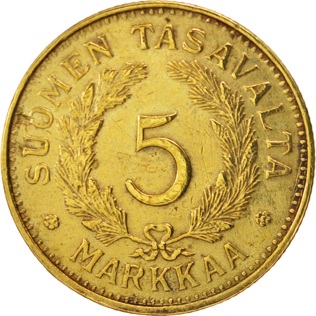 Finland, 5 Markkaa, 1949, AU(50-53), Brass, KM:31a