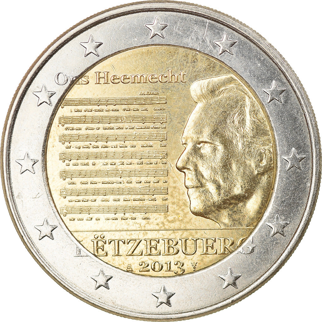 Luxemburgo, 2 Euro, Hymne National, 2013, Utrecht, MS(63), Bimetálico, KM:New