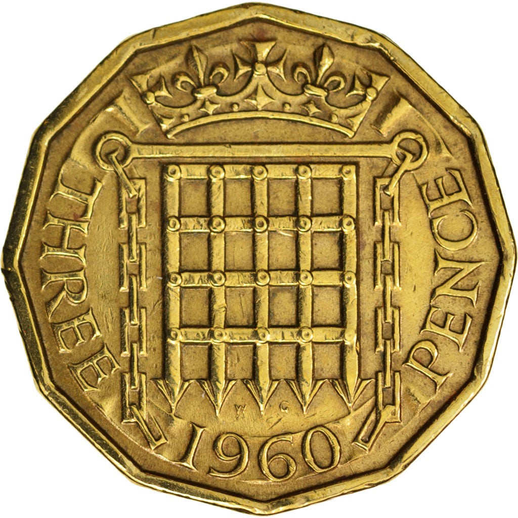 Grande-Bretagne, Elizabeth II, 3 Pence, 1960, TTB+, Nickel-brass, KM:900
