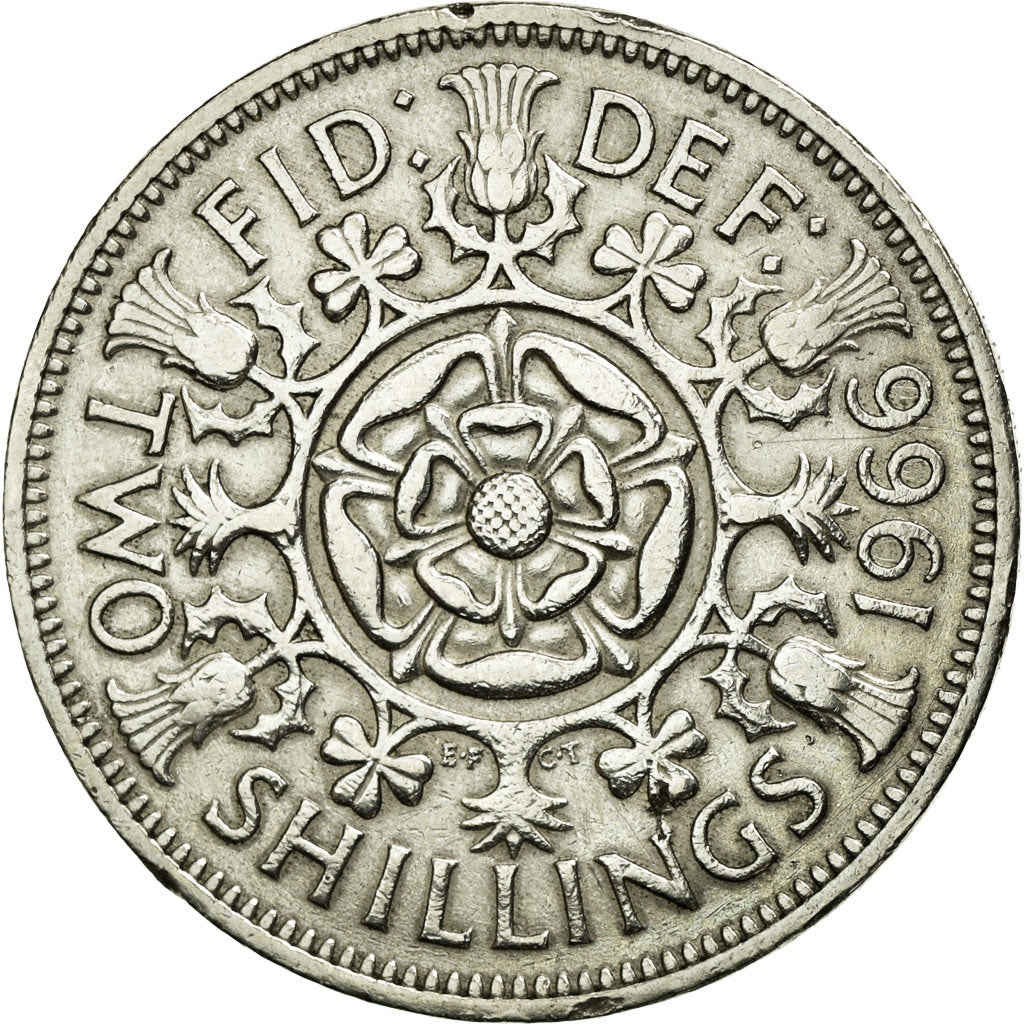 Coin, Great Britain, Elizabeth II, Florin, Two Shillings, 1966, EF(40-45)