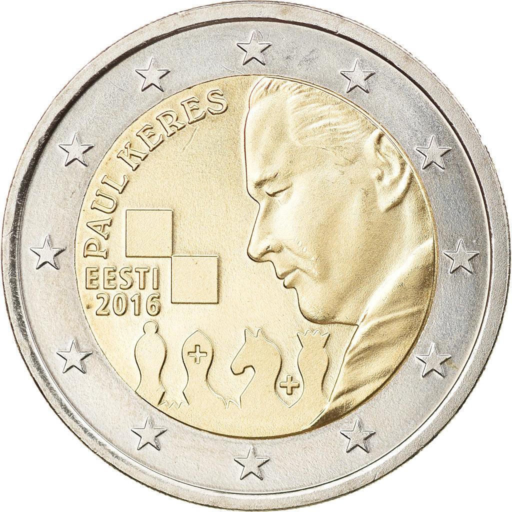 Estonia, 2 Euro, Paul Keres, 2016, MS(63), Bimetaliczny, KM:New