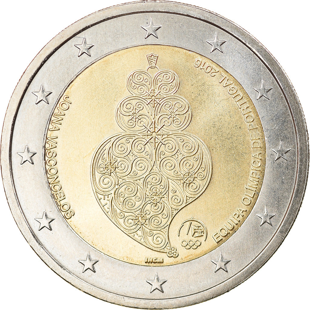 Portugal, 2 Euro, Equipa olimpica, 2016, MS(63), Bi-Metallic, KM:New