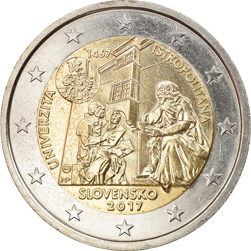 Słowacja, 2 Euro, Universitas Istropolitana, 2017, MS(63), Bimetaliczny, KM:New
