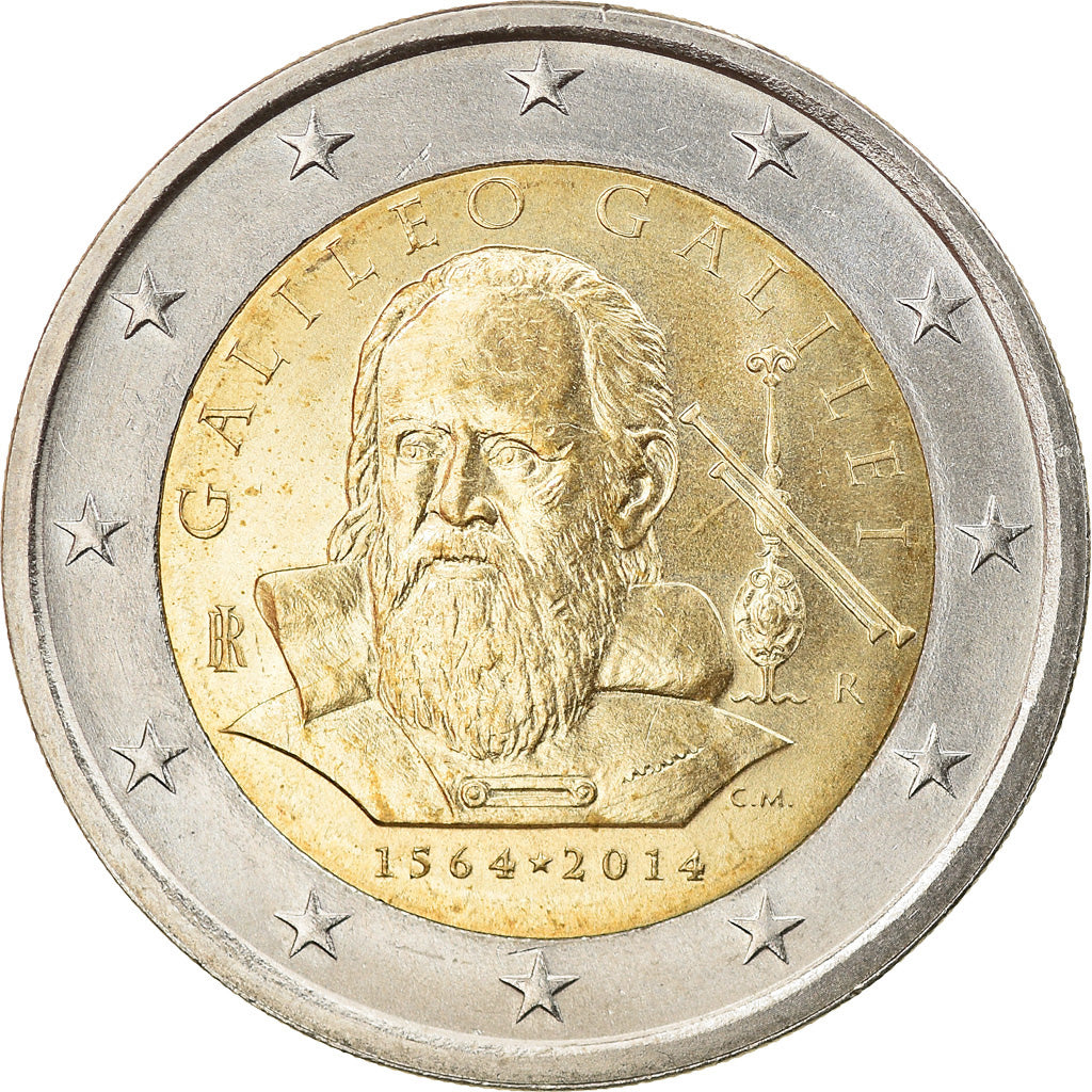 Italy, 2 Euro, Galileo Galilei, 2014, MS(63), Bi-Metallic, KM:New