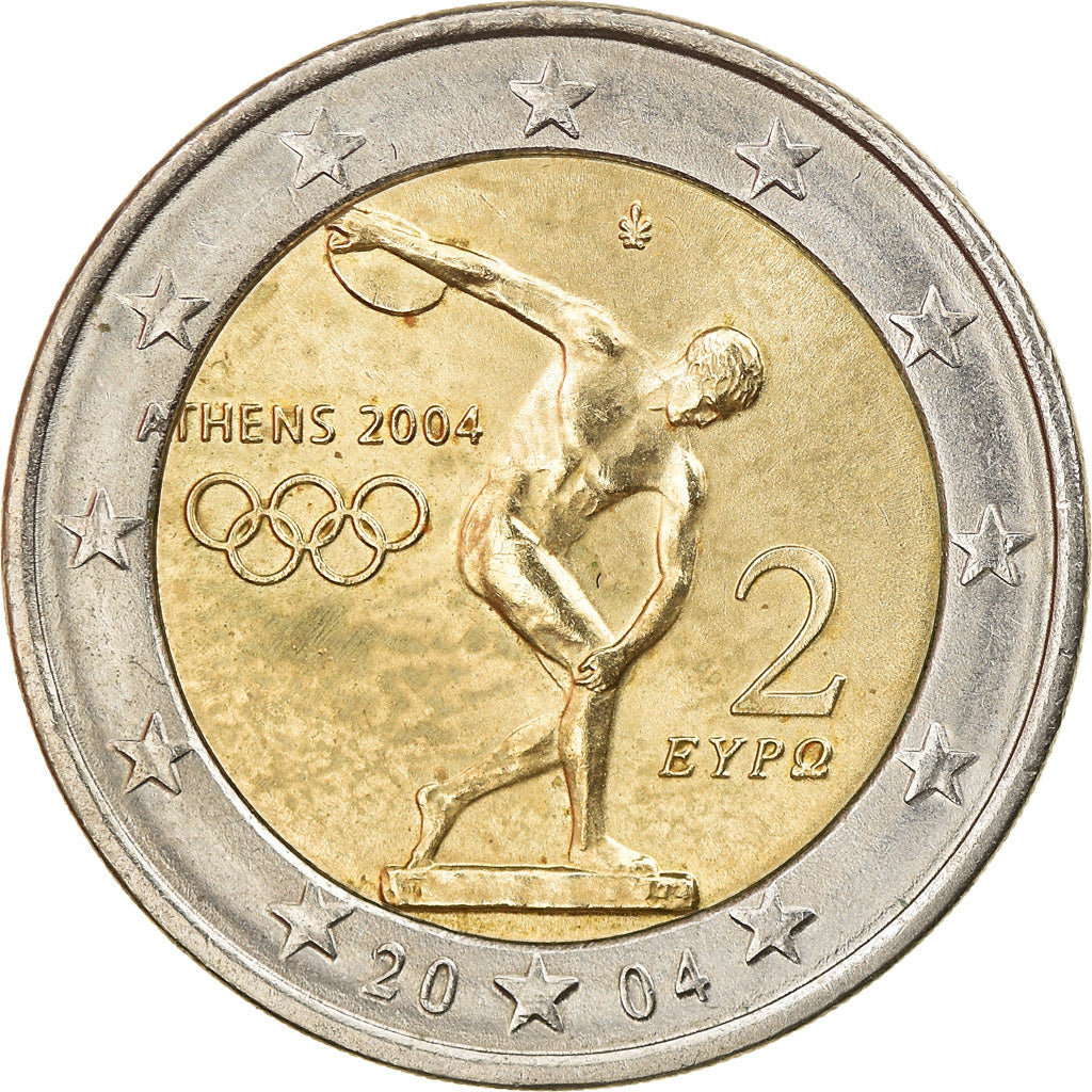 Greece, 2 Euro, 2004, Athens, AU(50-53), Bi-Metallic, KM:209