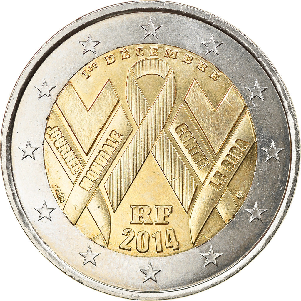 Francja, 2 Euro, Sida, 2014, MS(63), Bimetaliczny, Gadoury:19, KM:New