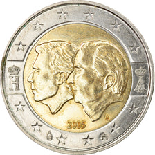 Belgium, 2 Euro, Schengen Agreement, 2005, Brussels, EF(40-45), Bi-Metallic