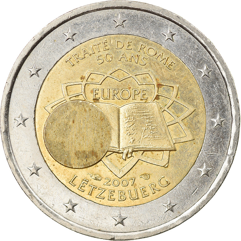 Luxembourg, 2 Euro, Traité de Rome 50 ans, 2007, Paris, EF(40-45), Bi-Metallic