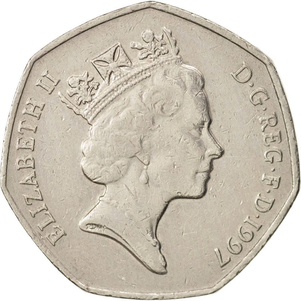 Great Britain, Elizabeth II, 50 Pence, 1997, EF(40-45), Copper-nickel, KM:940.2