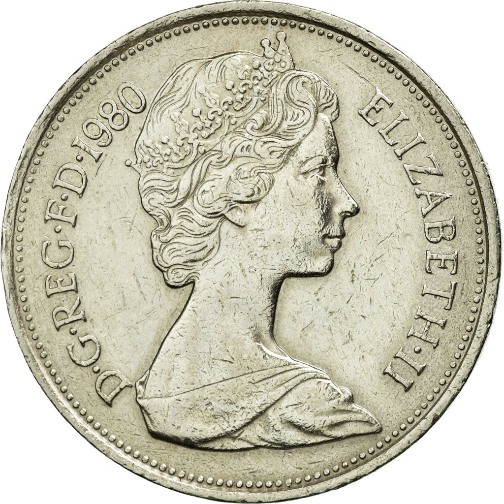 Coin, Great Britain, Elizabeth II, 10 New Pence, 1980, AU(50-53), Copper-nickel