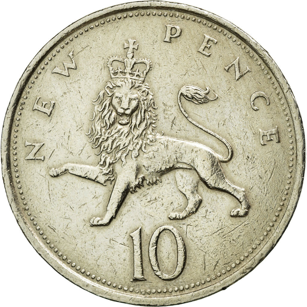 Coin, Great Britain, Elizabeth II, 10 New Pence, 1980, AU(50-53), Copper-nickel