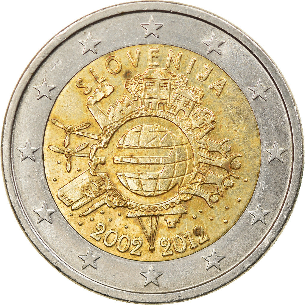 Eslovenia, 2 Euro, 10 ans de l'Euro, 2012, BC+, Bimetálico, KM:107
