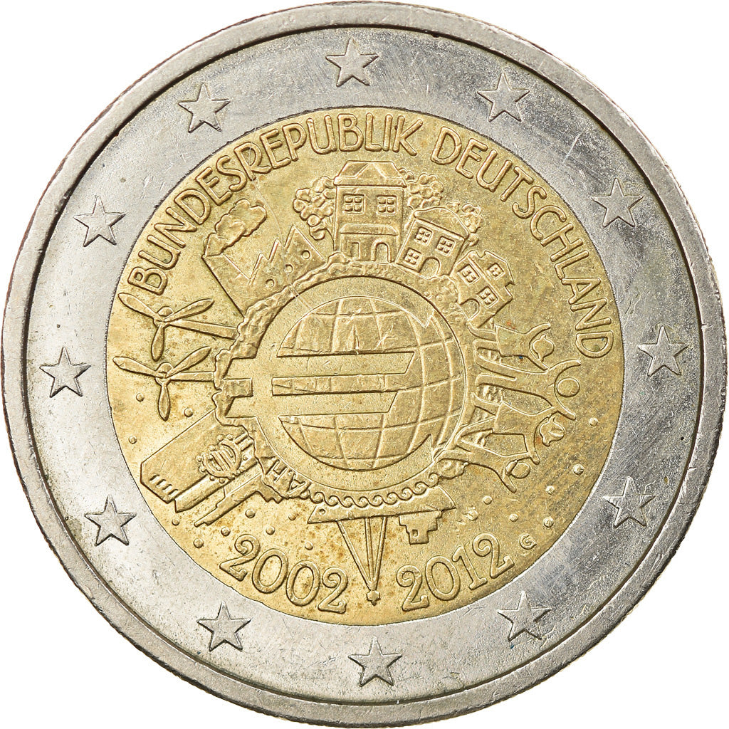Bundesrepublik Deutschland, 2 Euro, 10 years euro, 2012, Karlsruhe, UNZ