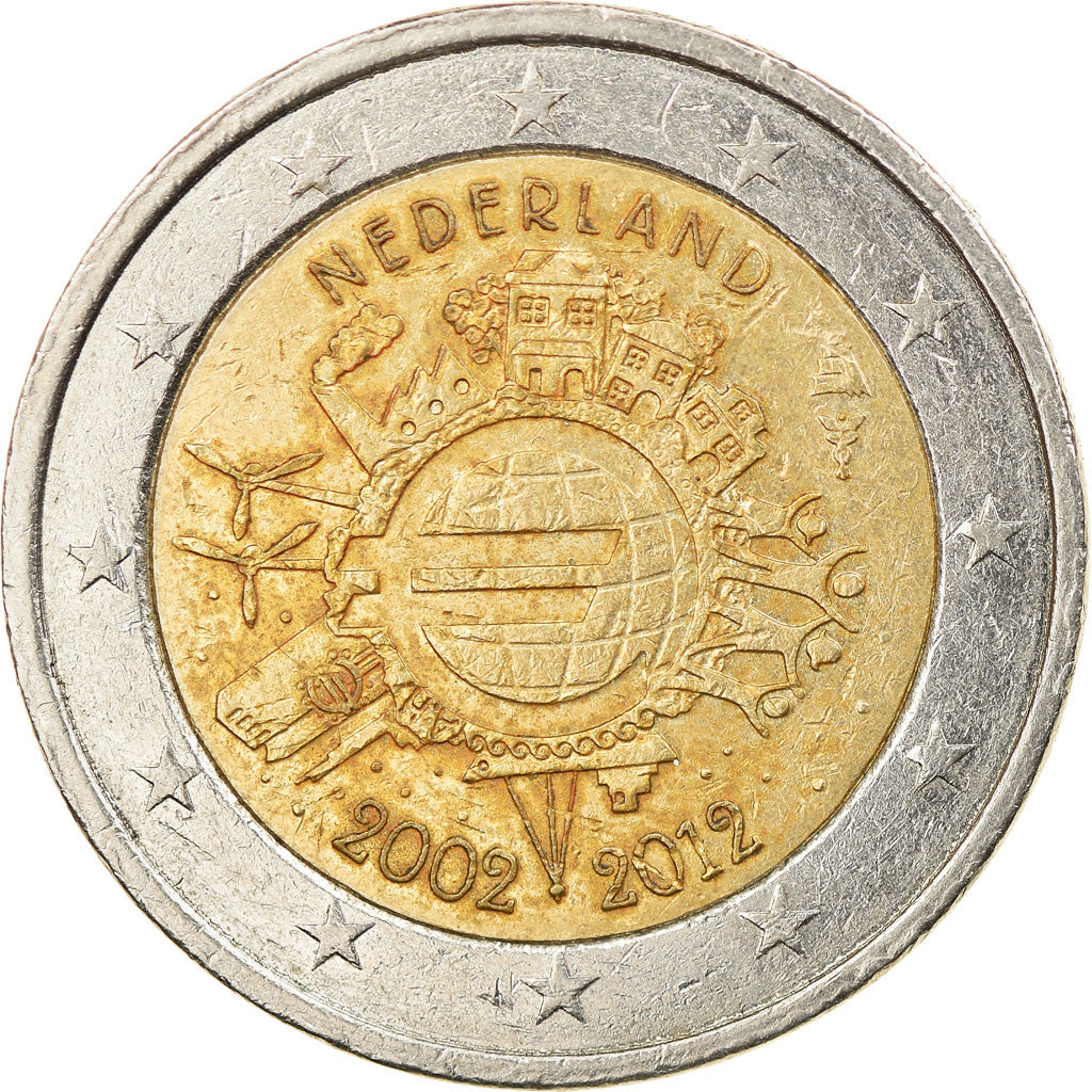 Pays-Bas, 2 Euro, 10 ans de l'Euro, 2012, TB+, Bi-Metallic, KM:308