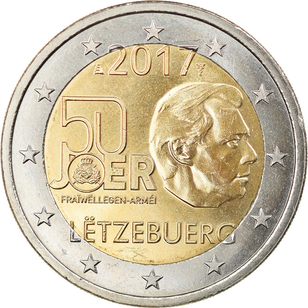 Luxemburgo, 2 Euro, 2017, SC, Bimetálico, KM:New