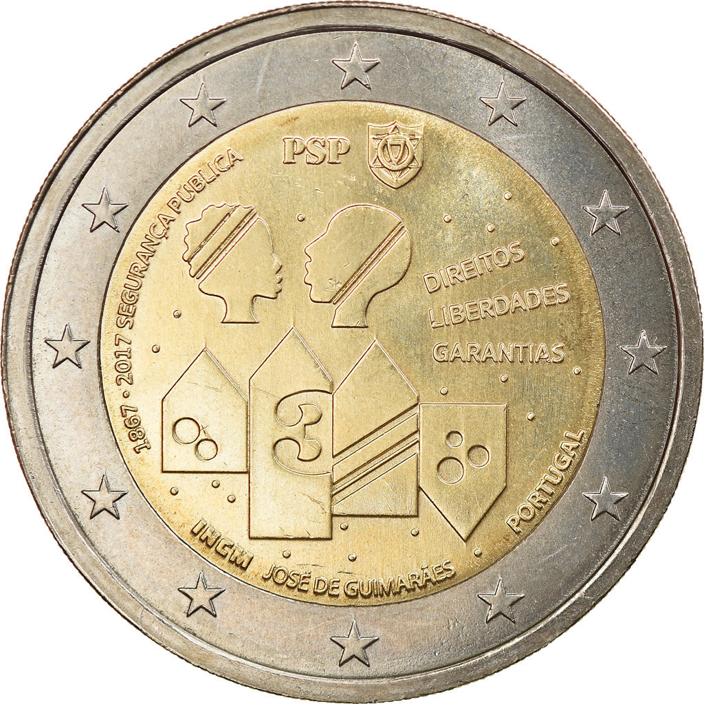 Portugal, 2 Euro, Police de sécurité publique, 2017, MS(63), Bi-Metallic