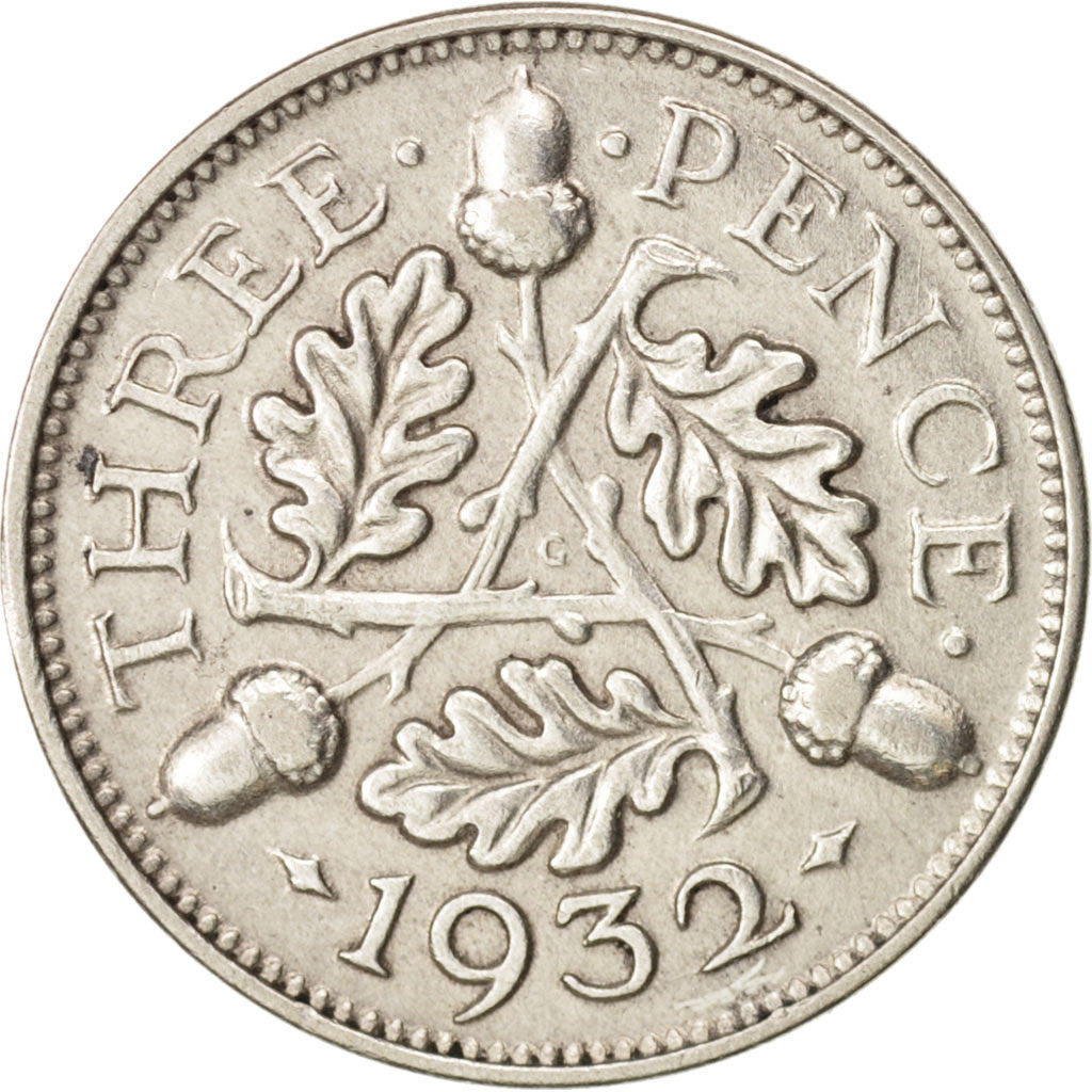 Great Britain, George V, 3 Pence, 1932, AU(50-53), Silver, KM:831