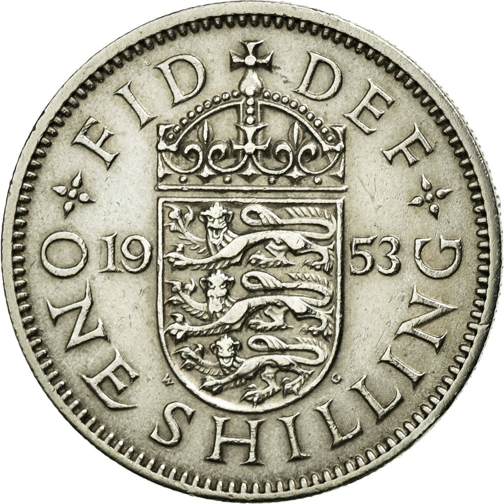 Coin, Great Britain, Elizabeth II, Shilling, 1953, EF(40-45), Copper-nickel