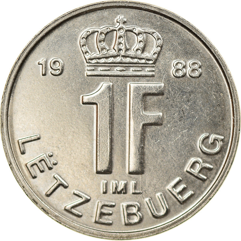 Coin, Luxembourg, Jean, Franc, 1988, AU(50-53), Nickel plated steel, KM:63