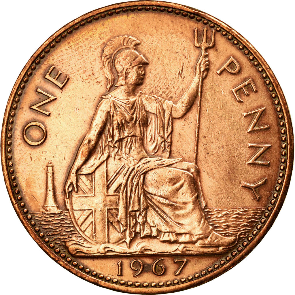 Coin, Great Britain, Elizabeth II, Penny, 1967, EF(40-45), Bronze, KM:897