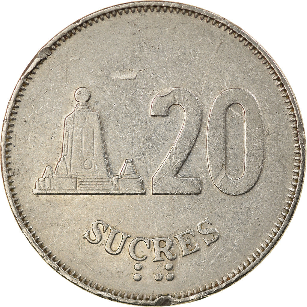 Munten, Ecuador, 20 Sucres, 1988, FR, Nickel Clad Steel, KM:94.1