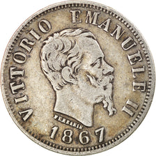 Coin, Italy, Vittorio Emanuele II, 50 Centesimi, 1867, Naples, EF(40-45)